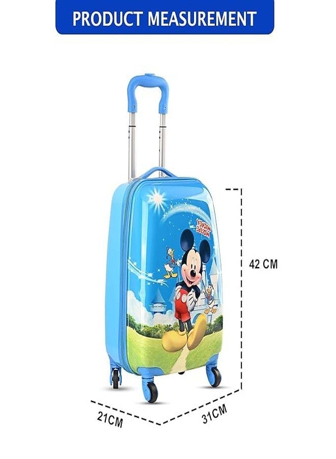 Urbane Home حقائب سفر للأطفال من Urbane Home، مصنوعة من البولي كربونات والبلاستيك ABS، مقاس 16 بوصة، للبنات والأولاد، مزودة بعجلات دوارة 360 درجة | حقيبة سفر صلبة للأطفال | DTB2018، ميكي - أزرق - Image 2